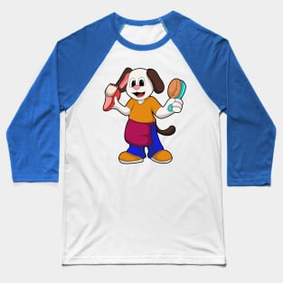 Dog as Hairdresser with Razor Baseball T-Shirt